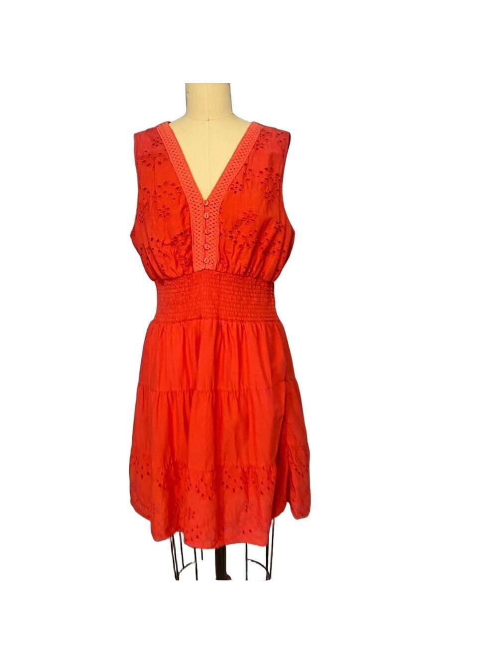 Kings Road Red Sleeveless Midi Dress XL Classic Minimalist Workwear Chic - Picture 3 of 15
